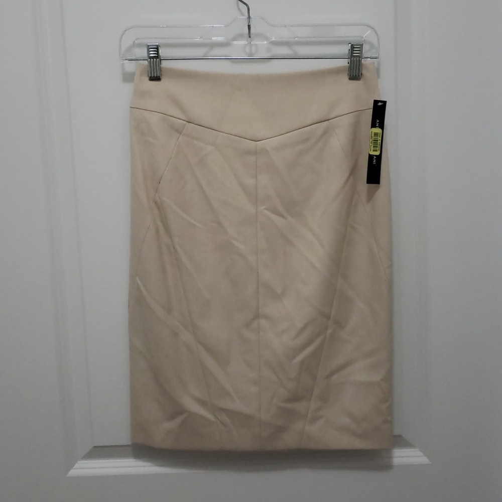 Antonio Melanie Beige Pencil Skirt
